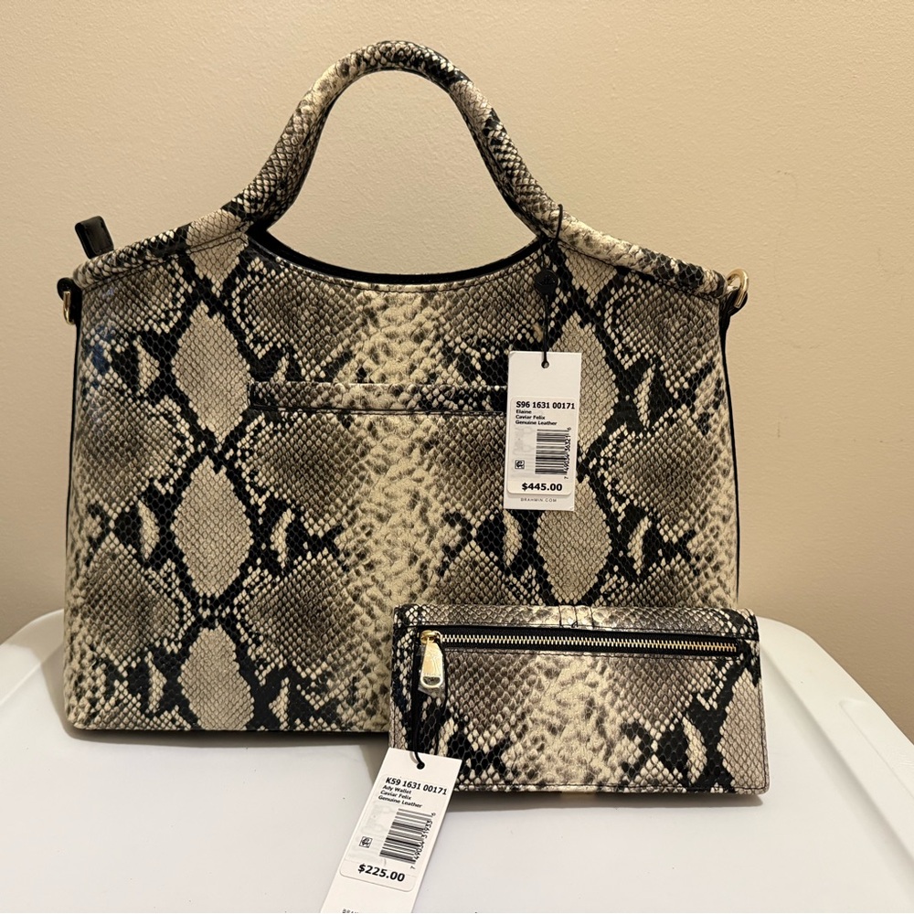 Brahmin Elaine Caviar Felix Satchel with Matching Wallet - Picture 1 of 6
